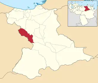 Locatie van de gemeente in Anzoátegui