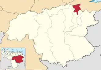 Locatie van de gemeente in Bolívar