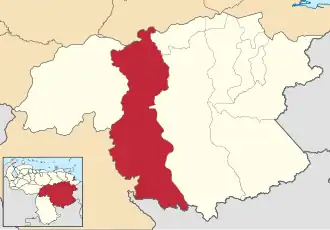 Locatie van de gemeente in Bolívar