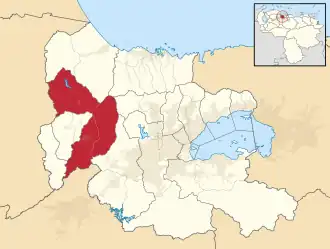 Locatie van de gemeente in Carabobo
