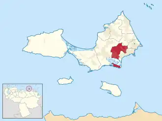 Locatie van de gemeente in Nueva Esparta