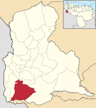 Locatie van de gemeente in Táchira