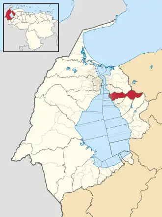 Locatie van de gemeente in Zulia