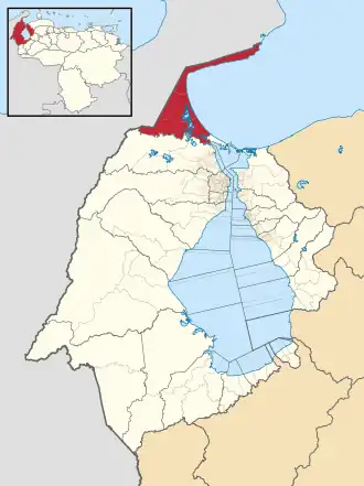 Locatie van de gemeente in Zulia