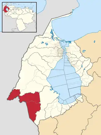 Locatie van de gemeente in Zulia