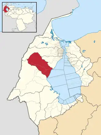 Locatie van de gemeente in Zulia