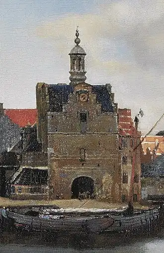 Fragment van het schilderij 'Gezicht op Delft' door Johannes Vermeer (1632-1675).