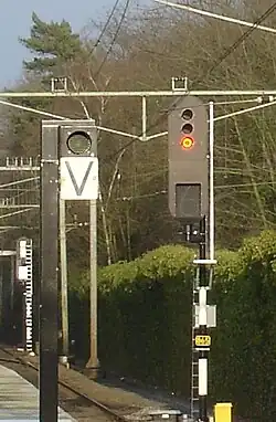 Het uitrijsein toont onveilig (rood),het vertreklicht brandt niet.