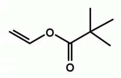 Structuurformule van vinylpivalaat