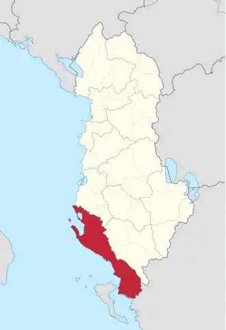 Ligging van Vlorë binnen Albanië