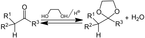 Vorming van een cyclisch acetaal.