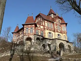 Restaurant (1904) op de grensberg Hrádek (Burgberg)