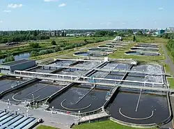 Zicht op rwzi Antwerpen-Zuid