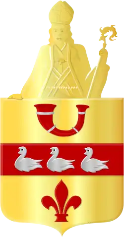 Wapen van Waalre, de schildhouder maakt officieel geen deel uit van het wapen