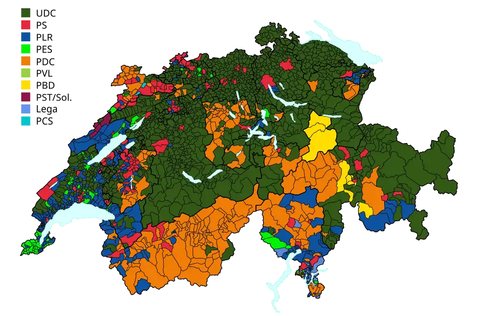 Grootste partij per gemeente.