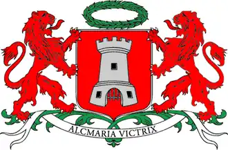 Het wapen van Alkmaar waarop de Torenburg te zien is