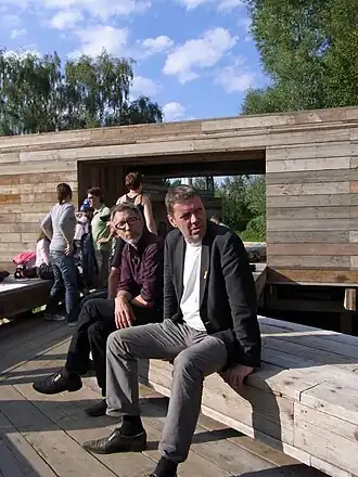 Geert van de Camp en Ruud Reutelingsperger tijdens Warten auf den Fluss, 2010