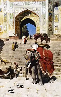Royal Elephant at the Gateway to the Jami Masjid, Mathura(ca. 1895), privécollectie