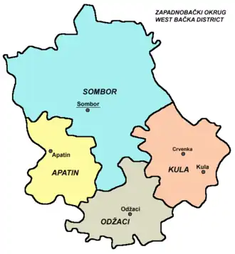 Kaart van West-Bačka