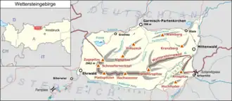 Kaart van Wettersteingebergte