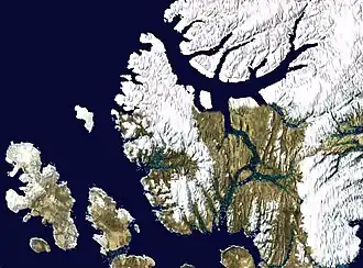 Satellietfoto van het eiland