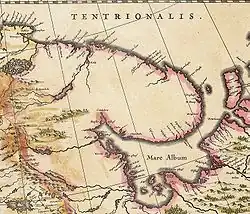Kaart van het schiereiland Kola met omringende zeeën uit de Novus Atlas van de Nederlandse cartograaf Willem Blaeu (1635)