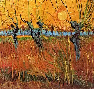 Knotwilgen bij ondergaande zon, Vincent van Gogh