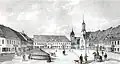 Marktplein, prent uit 1860