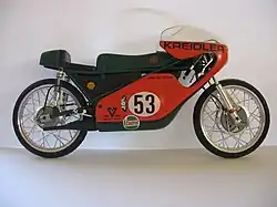 Protar-schaalmodel van de Van Veen-Kreidler waarmee Jan de Vries in 1971 wereldkampioen 50 cc wegrace werd.