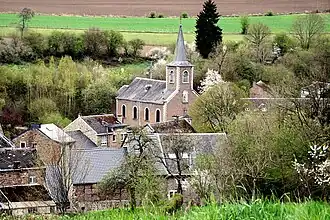 Zicht op de Sint-Andreaskerk in Winamplanche