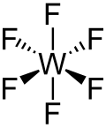 Structuurformule van wolfraam(VI)fluoride