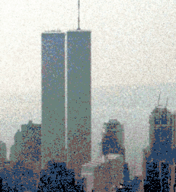 World Financial Center in aanbouw; met het originele WTC in 1984, en afgewerkt zonder het WTC in 2005 en met het nieuwe WTC in 2014