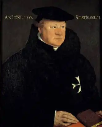 Portret van Van Bylaer uit 1555, mogelijk geschilderd door Anthonie van Blocklandt