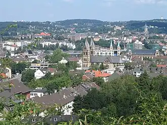 Blik over Wuppertal, stadsdeel Elberfeld