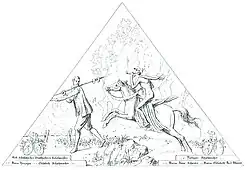 Der Bote, afbeelding uit Die Spreuerbrücke in Luzern, Ein barocker Totentanz von europäischer Bedeutung