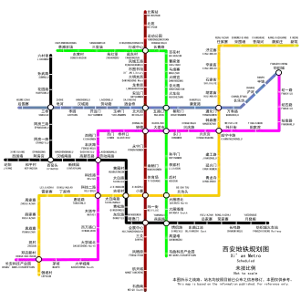 Routekaart van de Metro van Xi'an