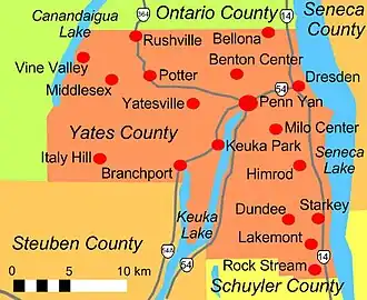 Kaart van Yates County