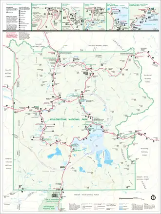 Plattegrond van het Yellowstone National Park