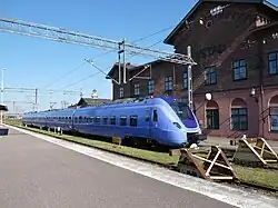 De kopsporen met een treinstel van Pågatåg.