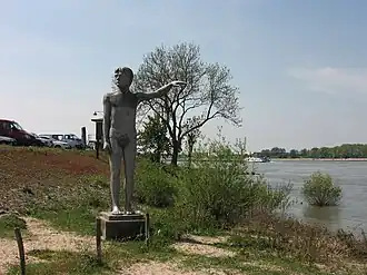 Waterhoogtebeeld Zaltbommel aan de Waalkade, gemaakt door Marcel Smink