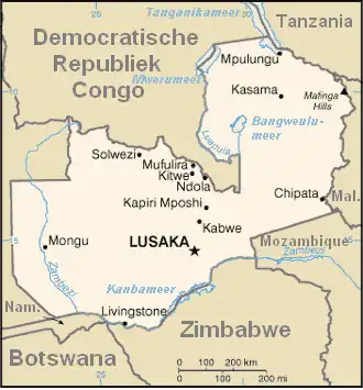 Kaart van Zambia