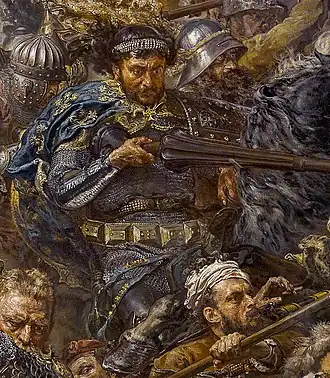 Zawisza Czarny in detail op Jan Matejko's schilderij Bitwa pod Grunwaldem