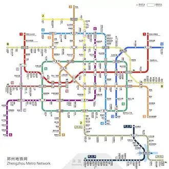 Metrokaart van Zhengzhou (2024)