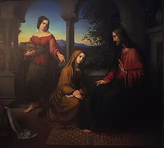 Maria aan de voeten van Jezus. Werk van Adolf Gottlob Zimmermann, 1836