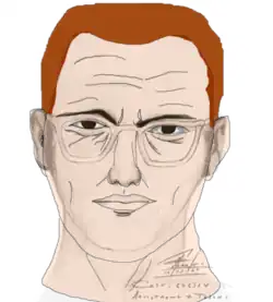 Schets van de Zodiac Killer bij de Paul Stine-moord naar aanleiding van een getuigenis.