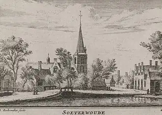 Zicht op de Dorpsstraat in Zoeterwoude, 1652