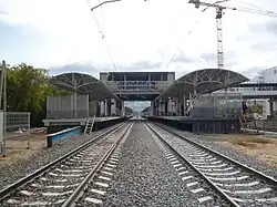 De stationshal in aanbouw gezien uit het noorden