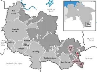 Kaart van Zorge (Nedersaksen)