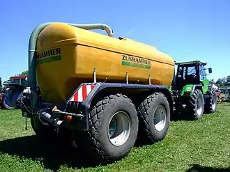Achteraanzicht van gele tandem giertank