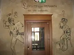 'Zweetkamertje' in het Academiegebouw te Leiden, duurzame reproductie door Louis Raemaekers, uitgevoerd in 1919, van houtskooltekeningen van Victor de Stuers uit 1865